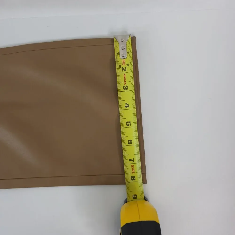 Zara Pants Womens 4 (27x25.5) Vegan Brown Faux Leather Flare Mid Rise‎